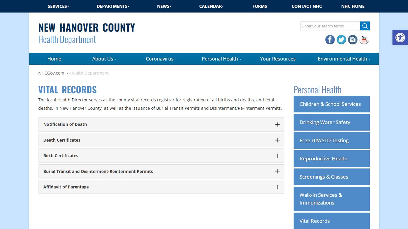 Vital Records - Health Department - Health & Human Services